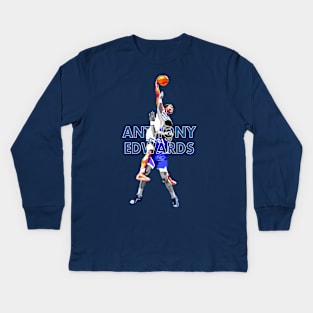 Anthony Edwards Dunk on John Collins WPAP Kids Long Sleeve T-Shirt